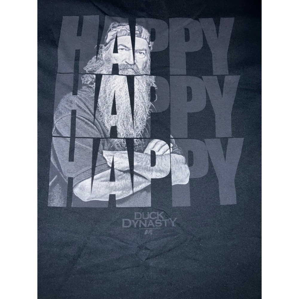 Gildan Duck Dynasty T-Shirt Mens XL Black Excellent Happy Happy Happy Graphic - Picture 2 of 4